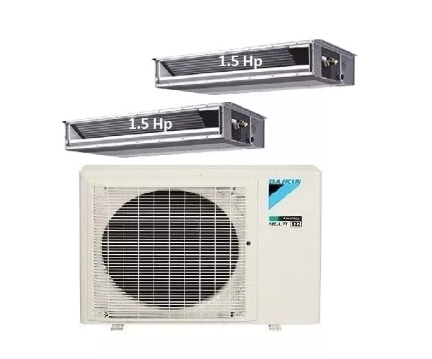 Máy Lạnh Multi Daikin Inverter 1 Dàn Nóng 2 HP + 2 Dàn Lạnh Giấu Trần Nối Ống Gió 1.5 HP
